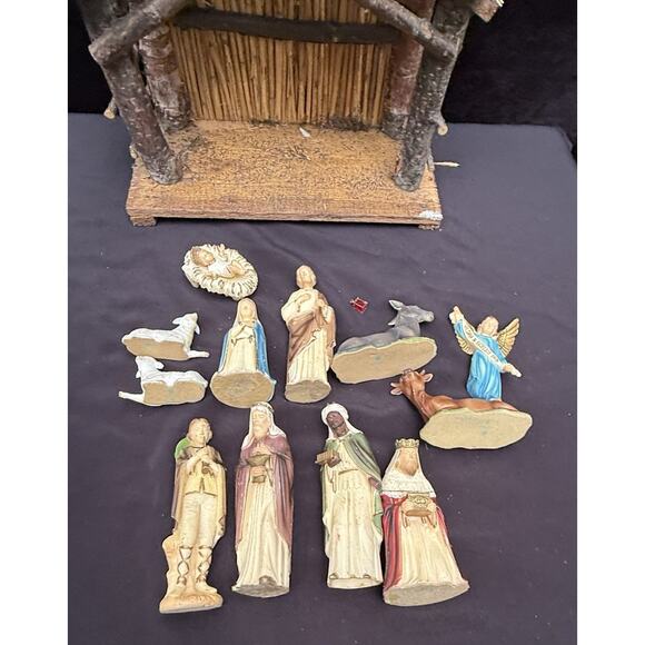 Vintage Similegno Christmas Nativity Scene stable resin plastic Hong Kong - Picture 10 of 16